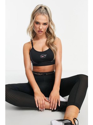 Nike Dri Fit Indy Icon Clash Light Support Padded Kadın Spor Sütyeni Bra Büstiyer Siyah