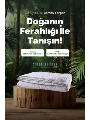 Sleep Garden Çift Kişilik Şık Lüks Bambu Yorgan Jüt Keten Çantalı