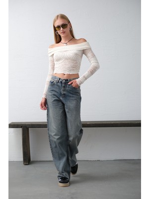 Bol Kesim Ekstra Yüksek Bel Rahat Fit Geniş Paça Baggy Jean Kot Salaş Kadın Pantolon @crotone