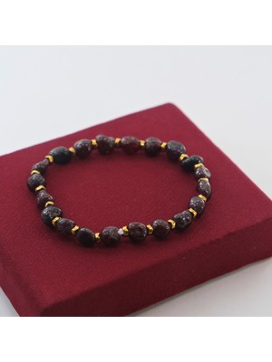 Mina Souvenir Amorf Kesim Lal Taşı Doğal Taş (Detoks,şans) Bileklik