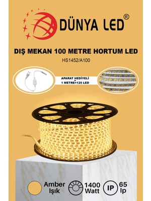 Meg Light Store 220V Trafosuz Amber Şerit LED 100MT