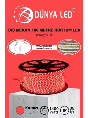 Meg Light Store 220V Trafosuz Kırmızı Şerit LED 100MT