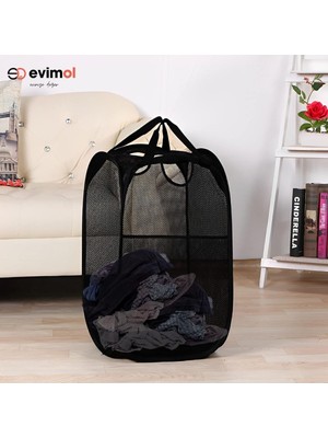 Evimol 70 X 40 Siyah Çamaşır Sepeti & Oyuncak Filesi Orta Boy 40*40*70 Cm Evimol Siyah Plastik 60 L