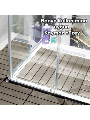 Porsima 1177 Bahçe Balkon Teras Zemin Döşemesi Sert Plastik Banyo Paspası 6' lı Latte