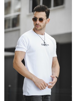 Ft Dont Limit Baskılı Waffle Bisiklet Yaka Likralı Slim Fit Erkek Tshirt