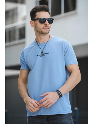 Ft New Club Baskılı Otoban Bisiklet Yaka Likralı Slim Fit Erkek Tshirt