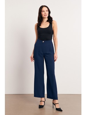 Vavinor Yüksek Bel Geniş Paça Pantolon - Indigo