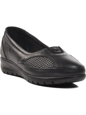 Voyager 7474 Siyah Deri Kadın Günlük Ayakkabı