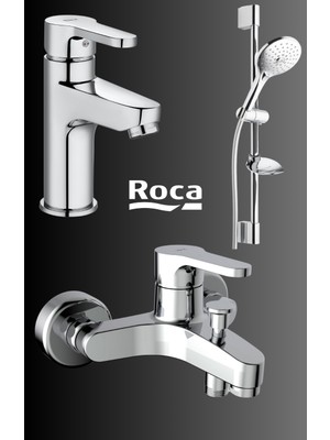 Roca A5DA56AC0K Arola Lavabo Bataryası Banyo Bataryası ve Aurea Model Sürgülü Duş Takımlı Banyo Seti Parlak Krom Renk