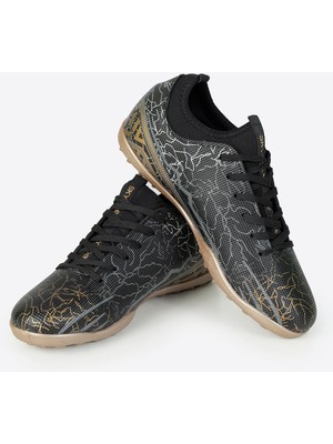 Letoon Monarch Halısaha Ayakkabı Yetişkin Erkek Çoraplı Model Siyah - Gri Plastik Malzeme