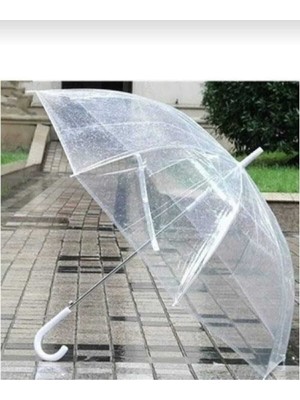 TeknoTrust Beyaz şemsiye, şeffaf, hafif, kırılmaz, reflektif, rahat tutuş, unisex, dokuma kumaş