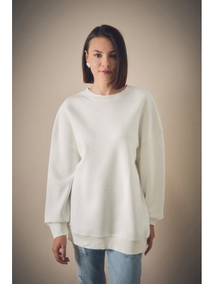 Basic Bisiklet Yaka Sweatshirt