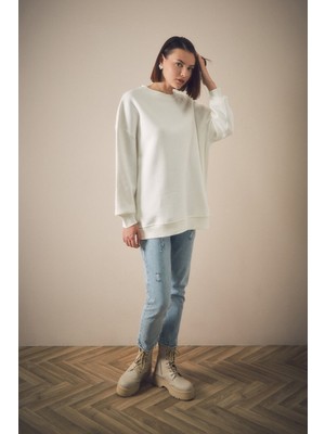 Basic Bisiklet Yaka Sweatshirt