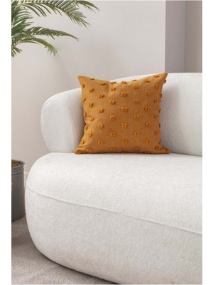 Woodhub Puantiyeli Keten Dokuma Kırlent Turuncu