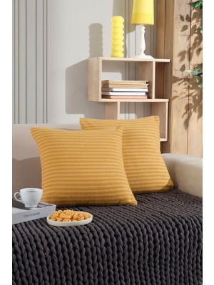 Woodhub Shal Plaid 2'li Dekoratif Kırlent Kılıfı Yastık Kılıfı 44X44CM