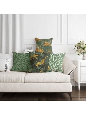Woodhub Leopar Desen 4'lü Kırlent Kılıfı 443