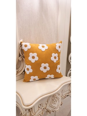 Woodhub Papatyalı Hardal Kırlent Kılıfı