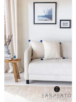 Woodhub Otantica Püsküllü Keten Dekoratif Kırlent Kılıfı Yastık Kılıfı 1 Adet 43X43CM