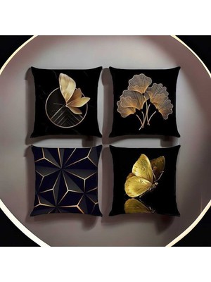 Woodhub Modern Butterfly Desenli Çift Baskılı Kırlent Kılıfı