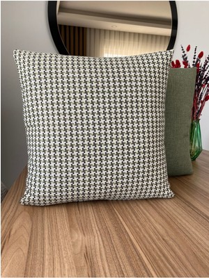 Woodhub 2'li Takım Desenli ve Düz Keten Kırlent Kılıfı