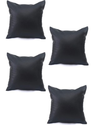 Woodhub Deri Kırlent 4 Parça Yastık Kırlent Dekoratif Kırlent Yüzü Silinebilir Suni Deri Kırlent