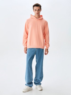 LTB Erkek Sıgnlı Kapüşonlu Fermuarsız Regular Fit Turuncu Sweatshırt