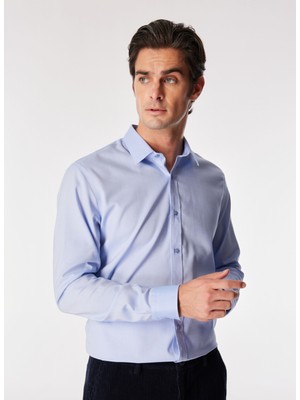 Fabrika Basic Gömlek Yaka Düz Mavi Erkek Gömlek F4WM-GML 2852
