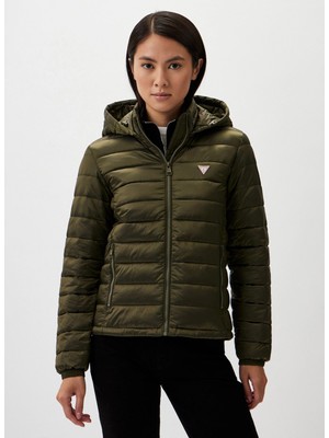 Guess Jeans Haki Kadın Mont Gj Hooded Puffer - Recy Irıdescent