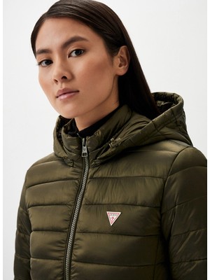 Guess Jeans Haki Kadın Mont Gj Hooded Puffer - Recy Irıdescent