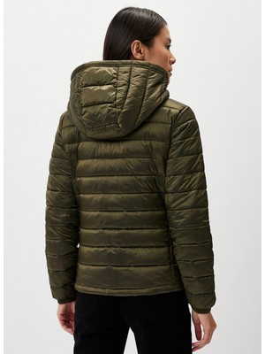 Guess Jeans Haki Kadın Mont Gj Hooded Puffer - Recy Irıdescent