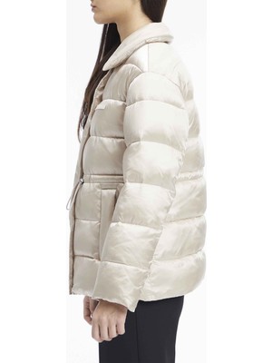 Calvin Klein Krem Kadın Mont Mw Padded Satın Drawstrıngjacket