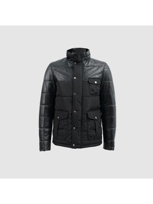 Togo Erkek Şişme Deri Mont Siyah Modern Tasarım M Kalite ve Konfor ile