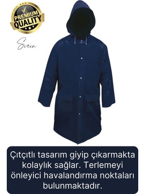 Premium Laci Xxl 150 gr Kapüşonlu Cepli Yağmurluk Su Rüzgar Soğuk Geçirmez Unisex Çıtçıtlı Pardösü