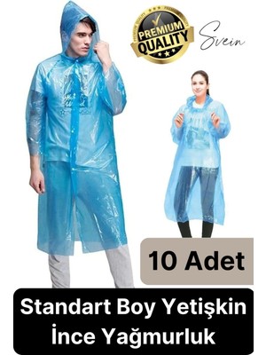 10'lu Taşınabilir Kadın Erkek Unisex Yağmurluk Su Geçirmez Kullanımlık Kamp Yürüyüş Kapşonlu