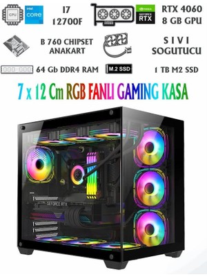 Ramtech Perfect B760 Çipset I7 12700F Rtx 4060 64GB Ram 1tb M2 Masaüstü Oyun Bilgisayarı Win 11 Pro Lisanslı