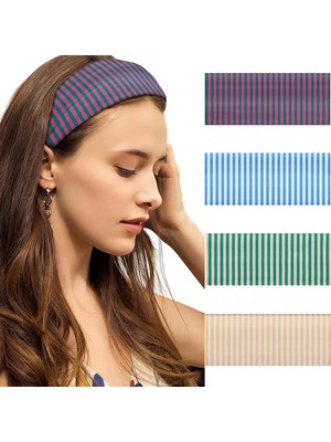 LWJG120 Set Women Striped Wide Headband Women Hair Non-Slip Wrap Elastic Fashion Headband Exercise Yoga Running Headband Women Hair Accessories (Yurt Dışından)