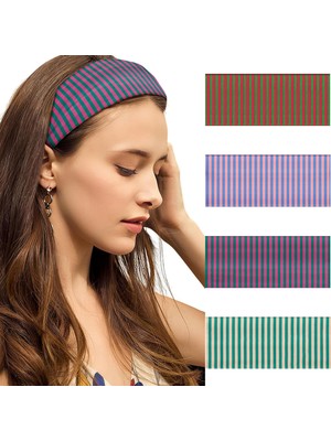 LWJG120 Set Women Striped Wide Headband Women Hair Non-Slip Wrap Elastic Fashion Headband Exercise Yoga Running Headband Women Hair Accessories (Yurt Dışından)