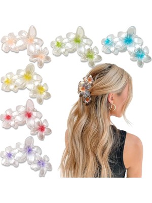 LWJG120 Women's Flower Hairpins Non-Slip Matte Flower Hairpins Large Plum Blossom Hairpins Strong Shaping Claws Cute Clips Beach Hair Accessories (Yurt Dışından)