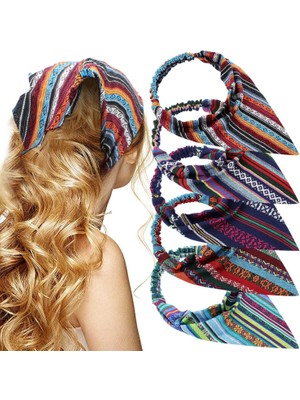 LWJG120 Floral Turban Headband 5 Pieces Hairband Chiffon Boho Headband Women Elastic Headband Women Girls Hair Accessories (Yurt Dışından)