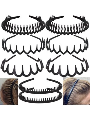 LWJG120 Pieces Fashion Non-Slip Plastic Headband With Tooth Comb Black Skinny Hairband For Women Men Teens Girls (Yurt Dışından)