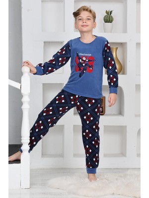 Yeni Sezon Sonbahar/kış Erkek Çocuk Skate 8 Desenli Polar Pijama Takımı 4536