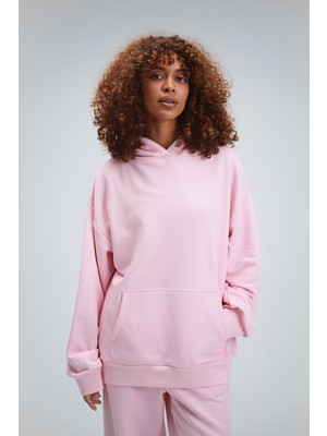 Kadın Timeless Oversize Pembe Hoodie Sweatshirt