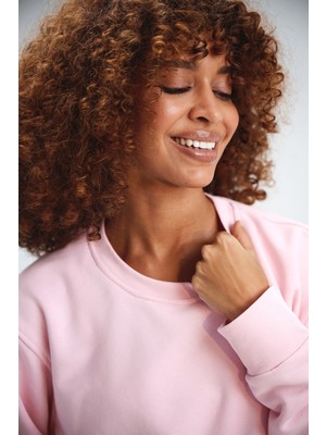 Kadın Timeless Oversize Pembe Sweatshirt