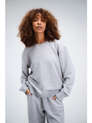 Kadın Timeless Oversize Gri Sweatshirt