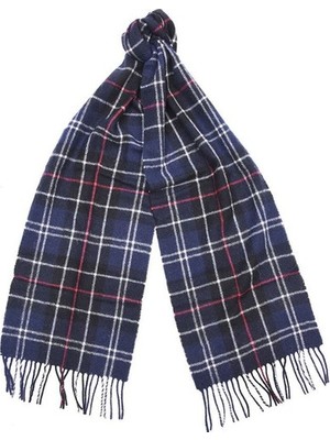 Barbour Unisex Tartan Yün Atkı (%100 Lambswool) NY11 Navy-Red