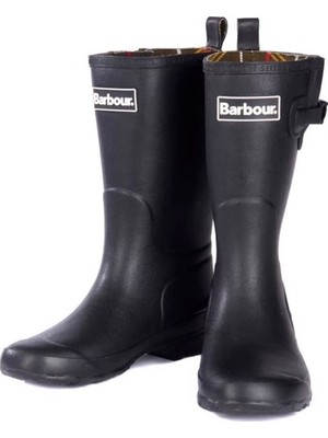 Barbour Çocuk Simonside Çizme Siyah Tokalı Kauçuk Astar Pamuk Malzemesi ile Rahat Kullanım