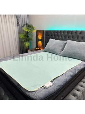 Linnda Home Yeşil Lux Çift Kişilik Elektrikli Battaniye Yeşil 120 x 150 Pamuklu Düz