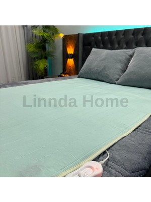 Linnda Home Yeşil Lux Çift Kişilik Elektrikli Battaniye Yeşil 120 x 150 Pamuklu Düz