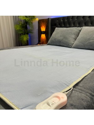 Linnda Home Mavi Lux Çift Kişilik Elektrikli Battaniye Mavi Pamuklu 120 x 150 Düz