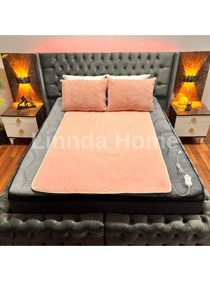 Linnda Home 120 x 150 Lux Çift Kişilik Elektrikli Battaniye Pembe Pamuklu Pembe Düz